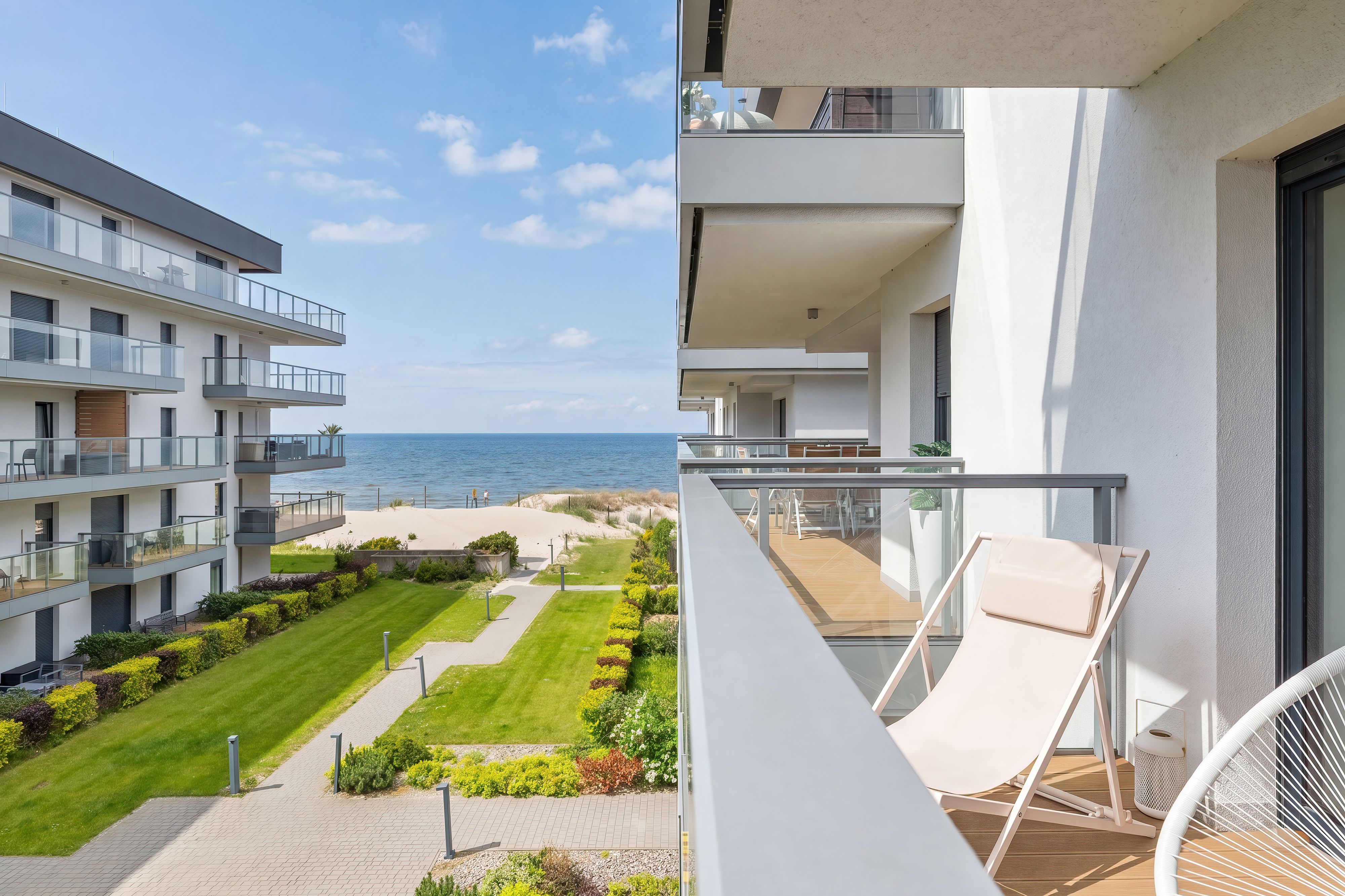 Private balcony with garden paths and relaxing ocean-view setting